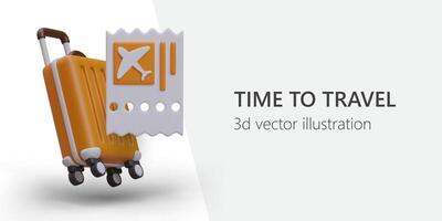 publicité pour vente de air des billets pour Voyage. affiche avec 3d illustration, texte partie vecteur