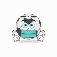 le personnage mascotte du ballon de football devient médecin. illustration vectorielle vecteur