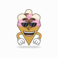 personnage de mascotte de crème glacée avec des lunettes de soleil. illustration vectorielle vecteur