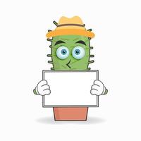 personnage de mascotte de cactus tenant un tableau blanc. illustration vectorielle vecteur