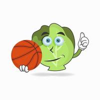 le personnage mascotte chou devient joueur de basket. illustration vectorielle vecteur