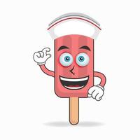 le personnage mascotte de crème glacée rouge devient infirmière. illustration vectorielle vecteur