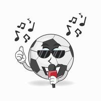 le personnage mascotte du ballon de football chante. illustration vectorielle vecteur