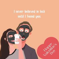content la Saint-Valentin journée couple ensoleillement visage social médias Publier vecteur