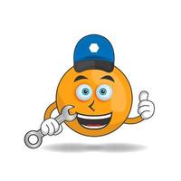le personnage mascotte orange devient mécanicien. illustration vectorielle vecteur