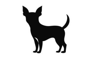 une chihuahua chien noir silhouette vecteur isolé sur une blanc Contexte