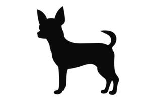 une chihuahua chien noir silhouette vecteur isolé sur une blanc Contexte