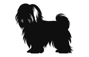 shih tzu chien noir silhouette vecteur isolé sur une blanc Contexte