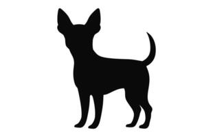 une chihuahua chien noir silhouette vecteur isolé sur une blanc Contexte