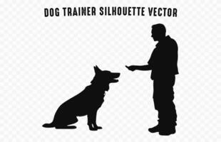 chien entraîneur silhouettes noir vecteur, une homme formation une chien silhouette gratuit vecteur