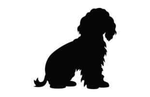 une cockapoo chien noir silhouette vecteur gratuit