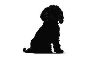 une cockapoo chien noir silhouette vecteur gratuit