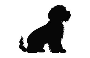 une cockapoo chien noir silhouette vecteur gratuit