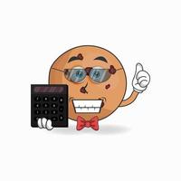 le personnage mascotte des cookies devient comptable. illustration vectorielle vecteur