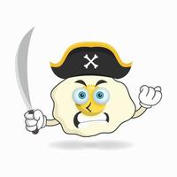 le personnage de mascotte d'oeuf devient un pirate. illustration vectorielle vecteur