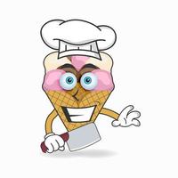 le personnage mascotte de la crème glacée devient chef. illustration vectorielle vecteur