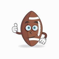 personnage de mascotte de football américain avec le pouce en l'air. illustration vectorielle vecteur