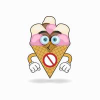 le personnage de mascotte de crème glacée avec une expression sans voix. illustration vectorielle vecteur