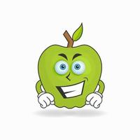 personnage de mascotte de pomme avec expression de sourire. illustration vectorielle vecteur