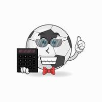 le personnage mascotte du ballon de football devient comptable. illustration vectorielle vecteur