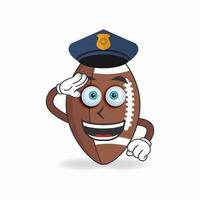 le personnage mascotte du football américain devient policier. illustration vectorielle vecteur