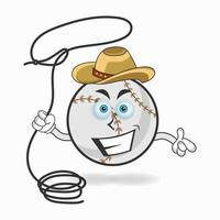 le personnage de la mascotte de baseball devient un cow-boy. illustration vectorielle vecteur