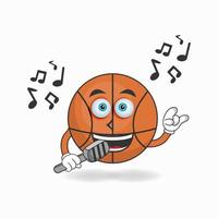 le personnage de la mascotte de basket-ball chante. illustration vectorielle vecteur