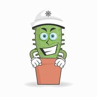 le personnage mascotte cactus devient capitaine. illustration vectorielle vecteur