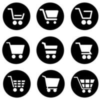 achats Chariot icône vecteur ensemble. supermarché illustration signe collection. achats symbole ou logo.
