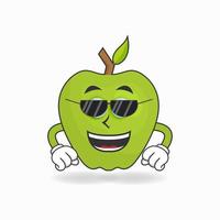 personnage de mascotte de pomme avec des lunettes de soleil. illustration vectorielle vecteur