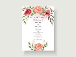 belle carte d'invitation de mariage floral vecteur