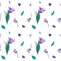 modèle sans couture avec des fleurs violettes vecteur