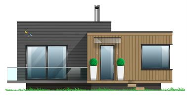 Façade d&#39;une maison moderne avec terrasse vecteur