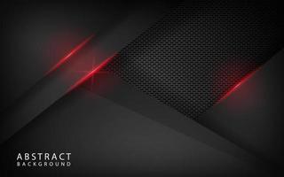 couche de chevauchement de fond de technologie noire 3d abstrait sur un espace sombre avec une décoration d'effet de ligne de lumière rouge. style futur de l'élément de modèle moderne pour flyer, bannière, couverture, brochure ou page de destination vecteur