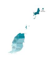 vecteur isolé illustration de simplifié administratif carte de grenade. les frontières et des noms de le paroisses, Régions et îles avec statut de dépendance. coloré bleu kaki silhouettes
