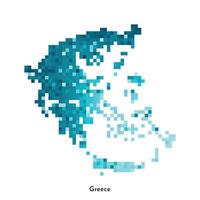 vecteur isolé géométrique illustration avec simplifié glacé bleu silhouette de Grèce carte. pixel art style pour nft modèle. à pois logo avec pente texture pour conception sur blanc Contexte