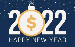 Boule en dollars du nouvel an 2022. argent heureux nouveau signe dollar de l'année 2022. illustration vectorielle vecteur