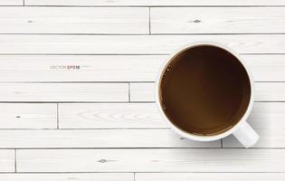 tasse à café sur fond de texture bois blanc. vecteur. vecteur
