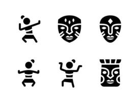 ensemble simple d'icônes solides vectorielles liées à kwanzaa. contient des icônes comme une femme qui danse, un masque africain et plus encore. vecteur