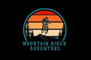 conception de silhouette d'aventure de vélo de montagne vecteur