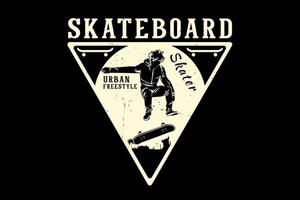 conception de silhouette de freestyle urbain de skateboard vecteur