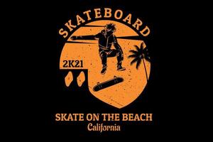 skateboard skate sur la conception de la silhouette de la plage vecteur
