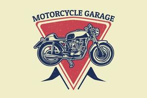 conception de silhouette de garage de moto vecteur