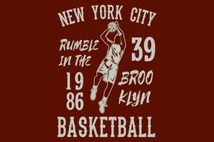 conception de silhouette de basket-ball de la ville de new york vecteur