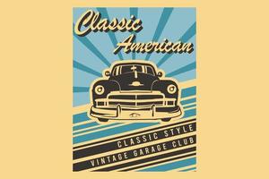 conception de silhouette de club de garage vintage de style classique américain classique vecteur