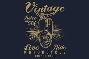 vintage rétro pas vieux live ride moto unique ride silhouette design vecteur