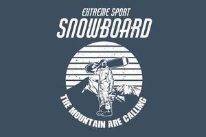conception de silhouette de snowboard de sport extrême vecteur