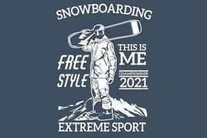 conception de silhouette de sport extrême de snowboard freestyle vecteur