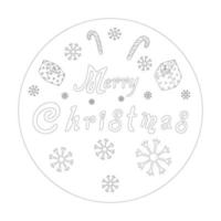 collection joyeux noël avec des personnages de dessins animés mignons en cercles avec des lignes noires vecteur