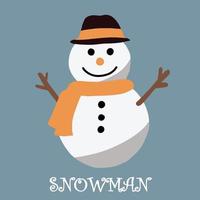 doodle croquis à main levée dessin d'un bonhomme de neige. vecteur